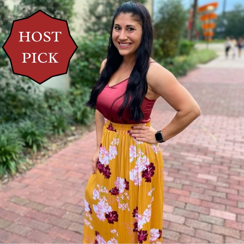 Floral Pleated Skirt